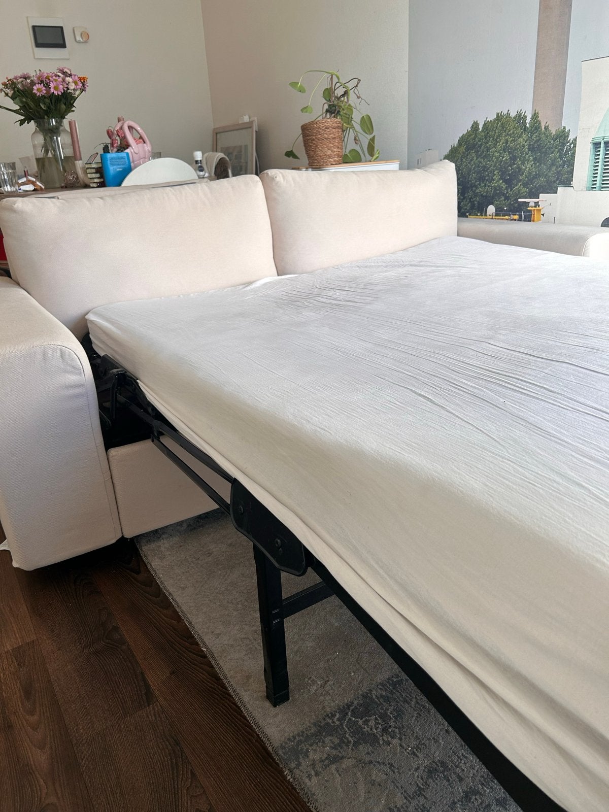 IKEA Vimle slaapbank - 3 jaar oud, Ophalen, Gebruikt, Beige, Tweepersoons