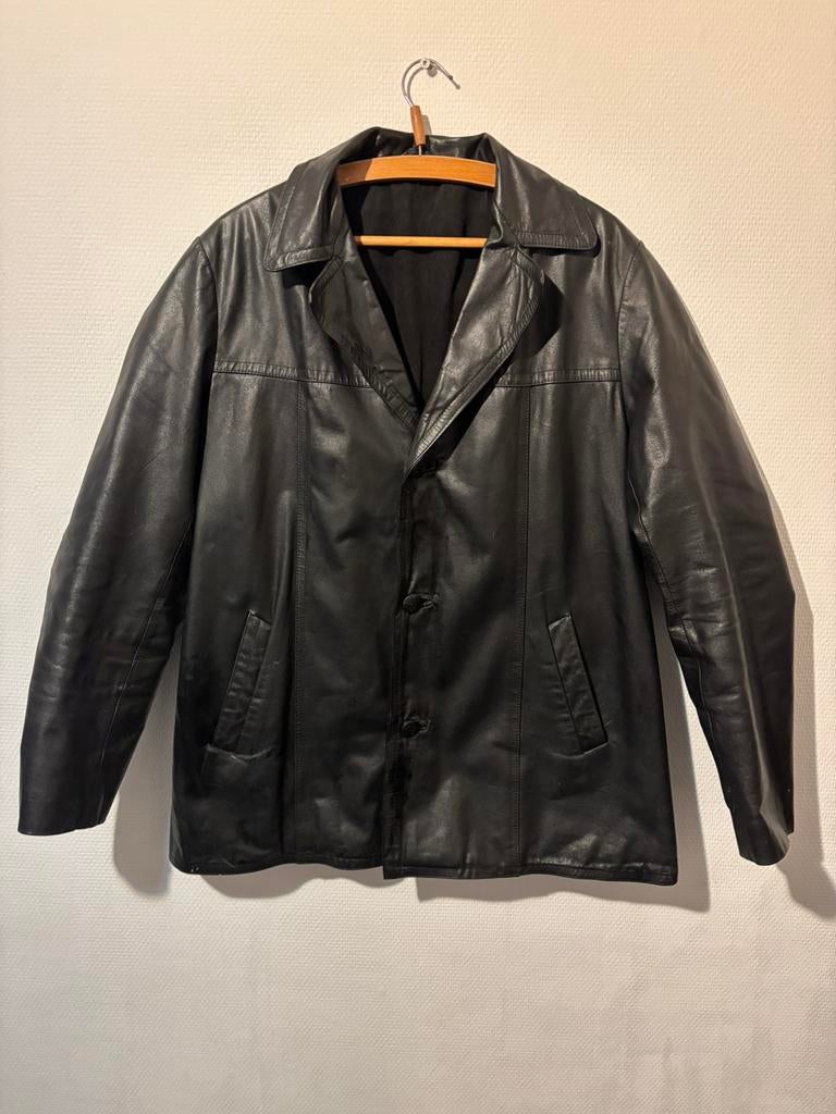 Leren jas vintage, Verzenden, Zo goed als nieuw, Maat 52/54 (L), Zwart
