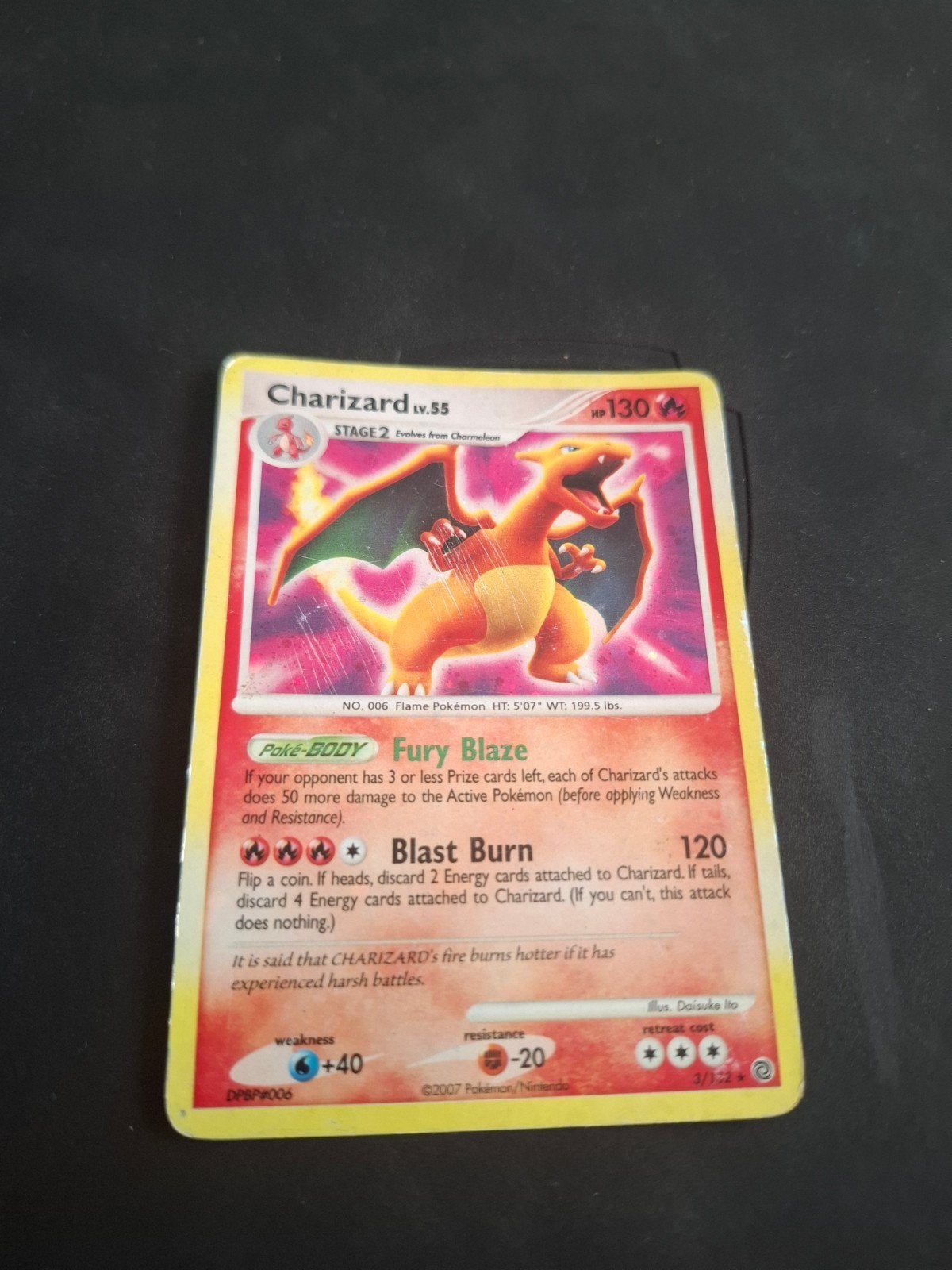 Charizard LV.55 Pokémon Kaart - Gebruikt, Ophalen of Verzenden, Gebruikt, Losse kaart