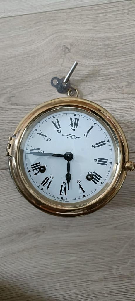 Antieke Wempe Chronometerwerke Hamburg scheepsklok, Antiek en Kunst, Antiek | Klokken, Ophalen of Verzenden