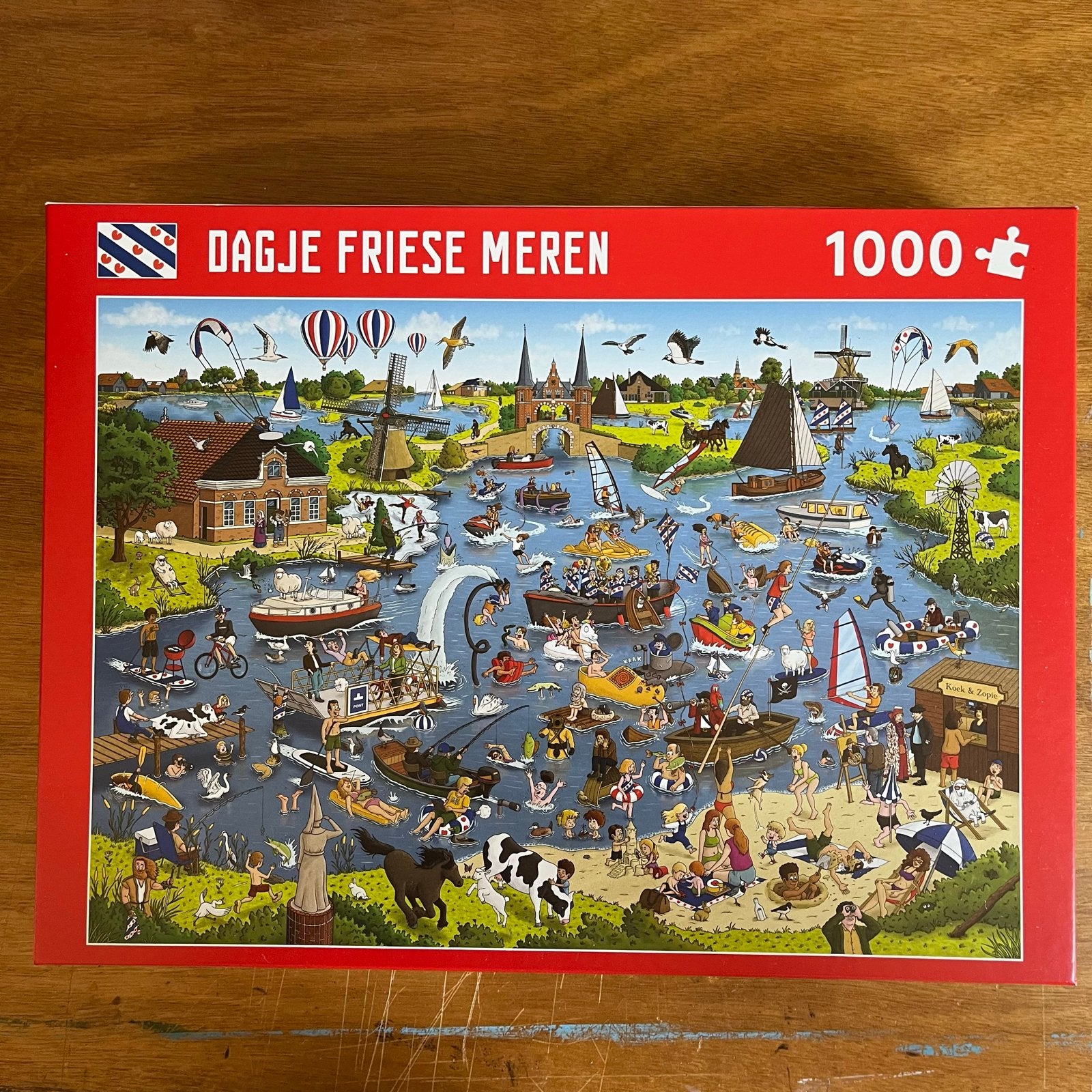 Puzzel Friesland - Dagje Friese Meren 1000 stukjes, Hobby en Vrije tijd, Denksport en Puzzels, Ophalen, 500 t/m 1500 stukjes, Zo goed als nieuw