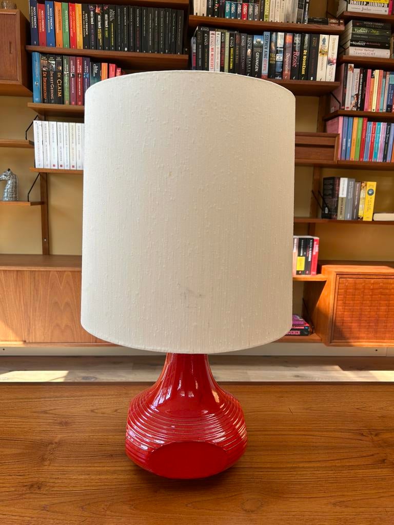 tafellamp jaren 70 – Cari Zalloni stijl – rood keramiek, Ophalen of Verzenden, Gebruikt, Overige materialen, 50 tot 75 cm