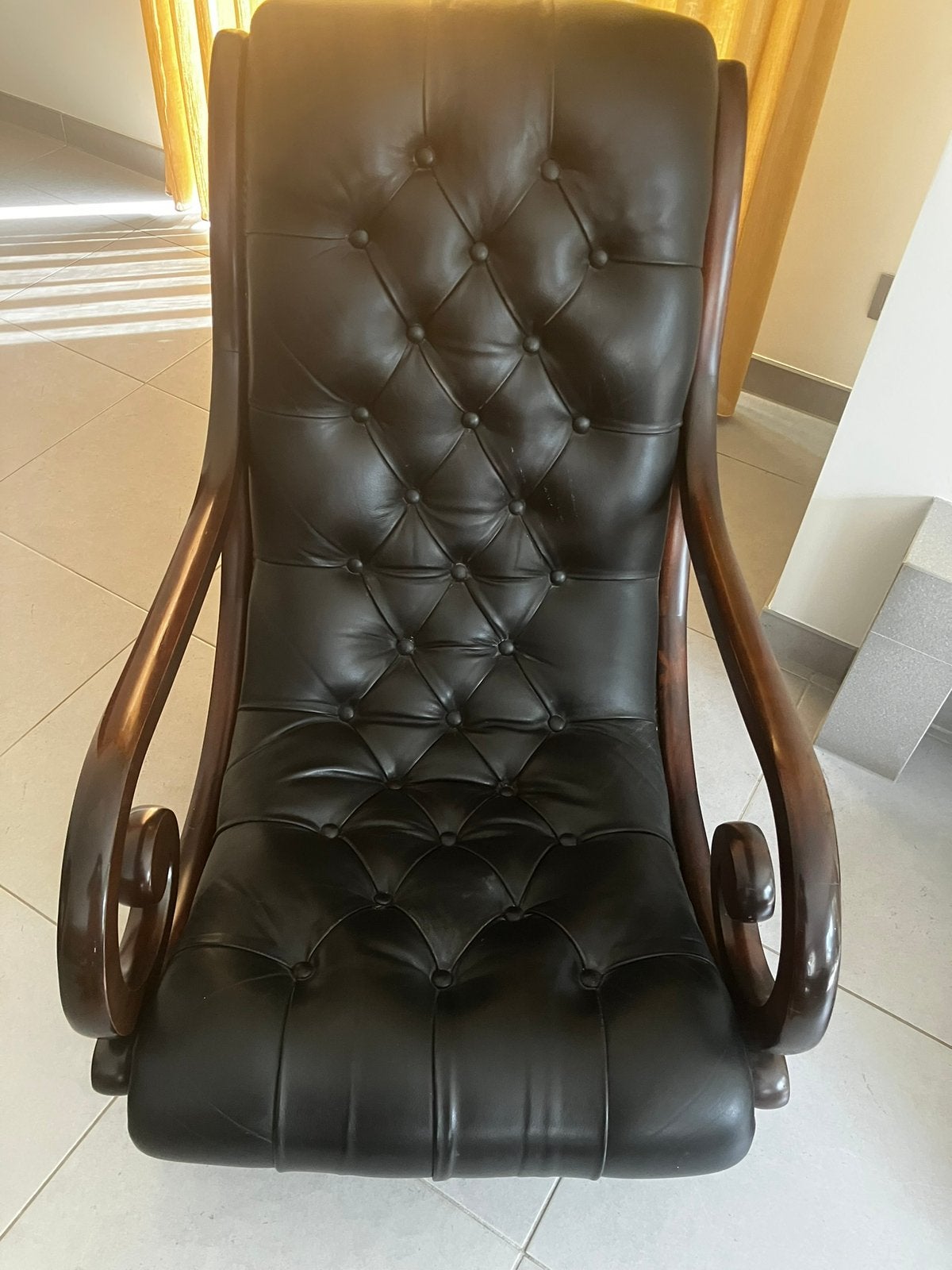 2 Chesterfiel fauteuils type Victoria, Ophalen, Gebruikt, 50 tot 75 cm, Leer