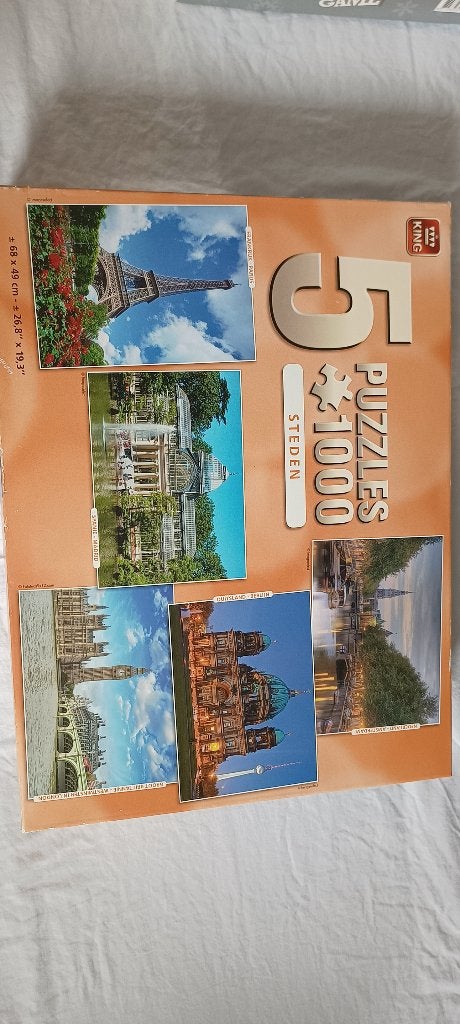 6 Puzzles 1000 pc + oprolbare puzzel mat, Ophalen, 500 t/m 1500 stukjes, Gebruikt, Overige typen