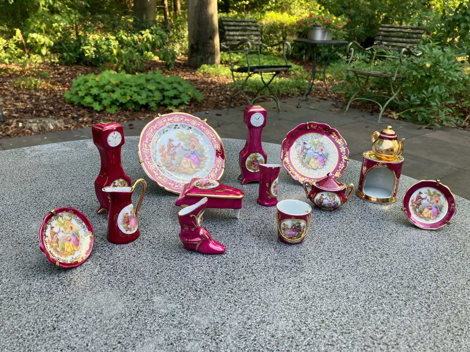Limoges Servies - 14-delige Miniatuur Set, Antiek en Kunst, Ophalen