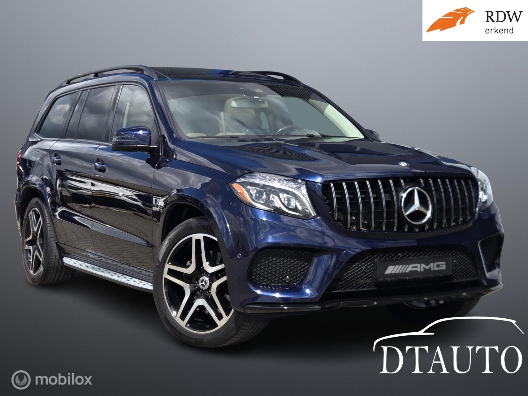 Mercedes GLS 500 4MATIC 7P AMG Lucht Pano Harman/Kardon VOLL, Auto's, Dealer onderhouden, Blauw, 7 stoelen, Leder