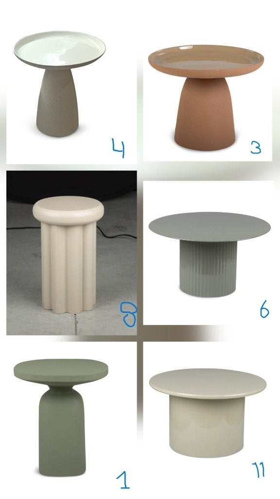Diverse soorten bijzettafeltjes - zie verschillende foto's, Huis en Inrichting, Minder dan 55 cm, Metaal of Aluminium, ., Rond
