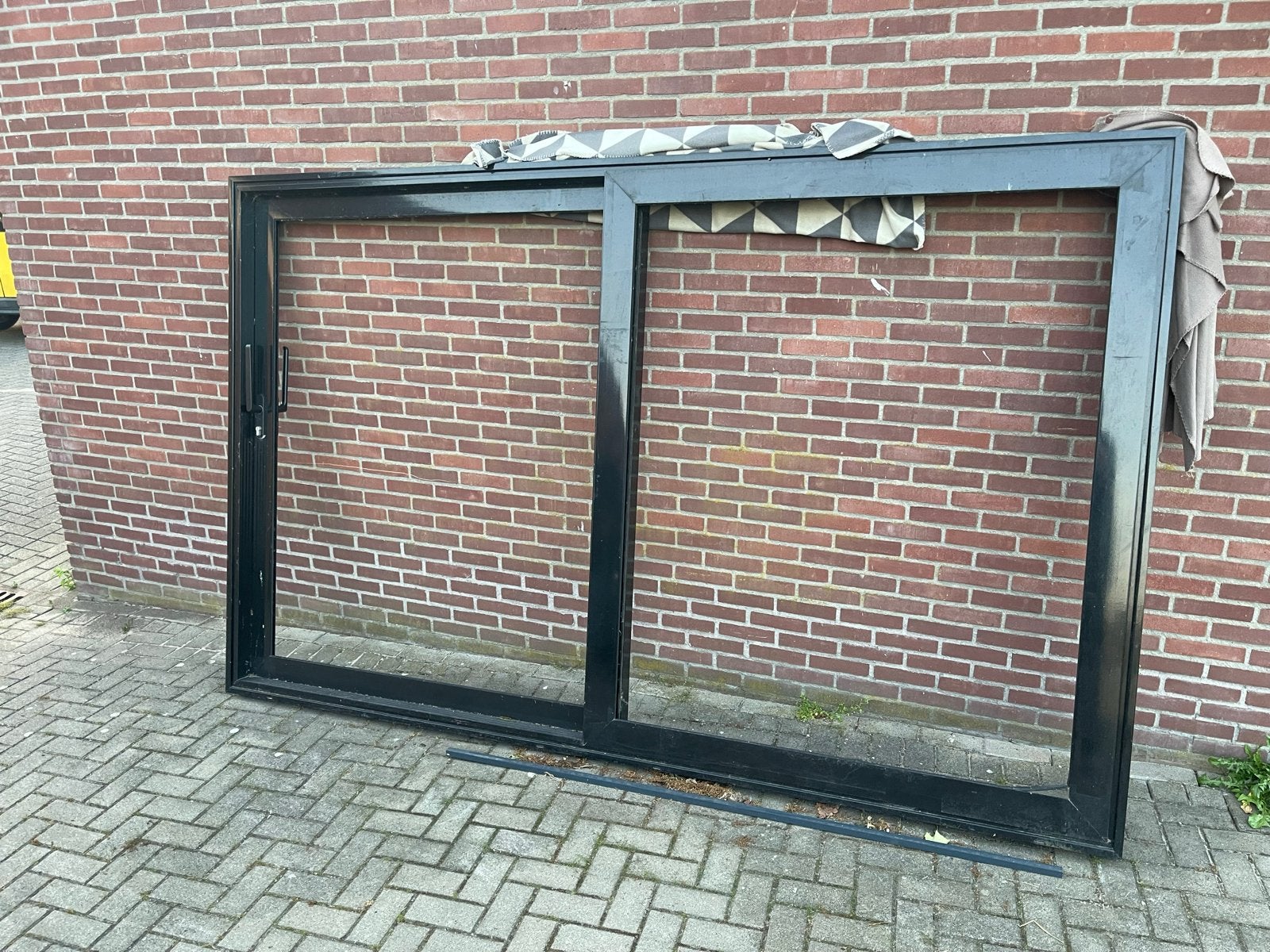 Zwarte aluminium schuifpui, Doe-het-zelf en Verbouw, Kozijnen en Schuifpuien, Ophalen, Gebruikt, 225 cm of meer, Aluminium