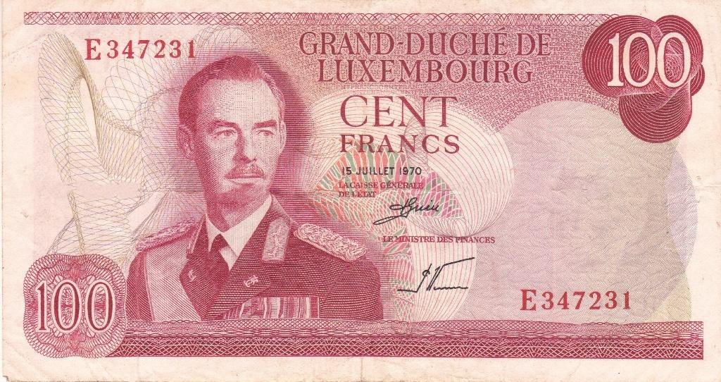 LUXEMBOURG 100 FRANCS 1970, Postzegels en Munten, Bankbiljetten | Europa | Niet-Eurobiljetten, Ophalen of Verzenden, Overige landen