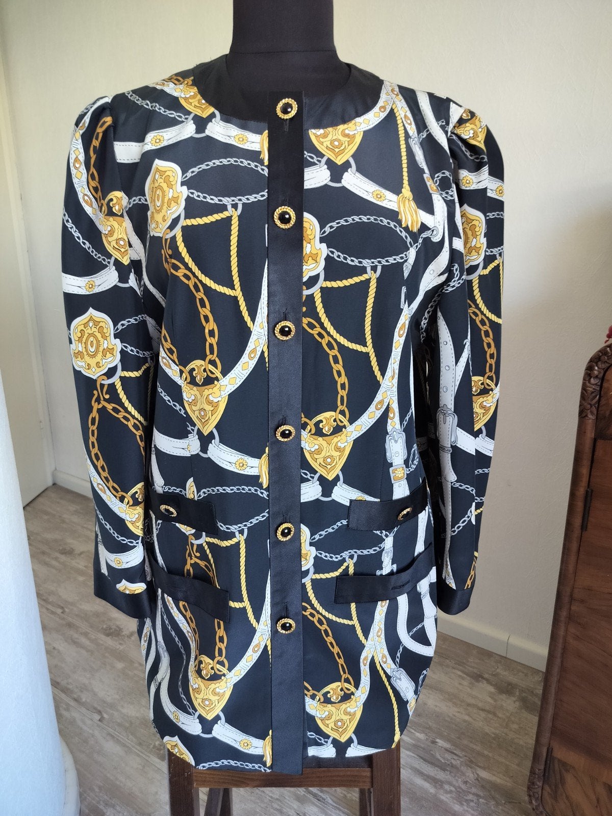Vintage colbert/jasje met kettingprint, Ophalen of Verzenden, Zo goed als nieuw, Wit