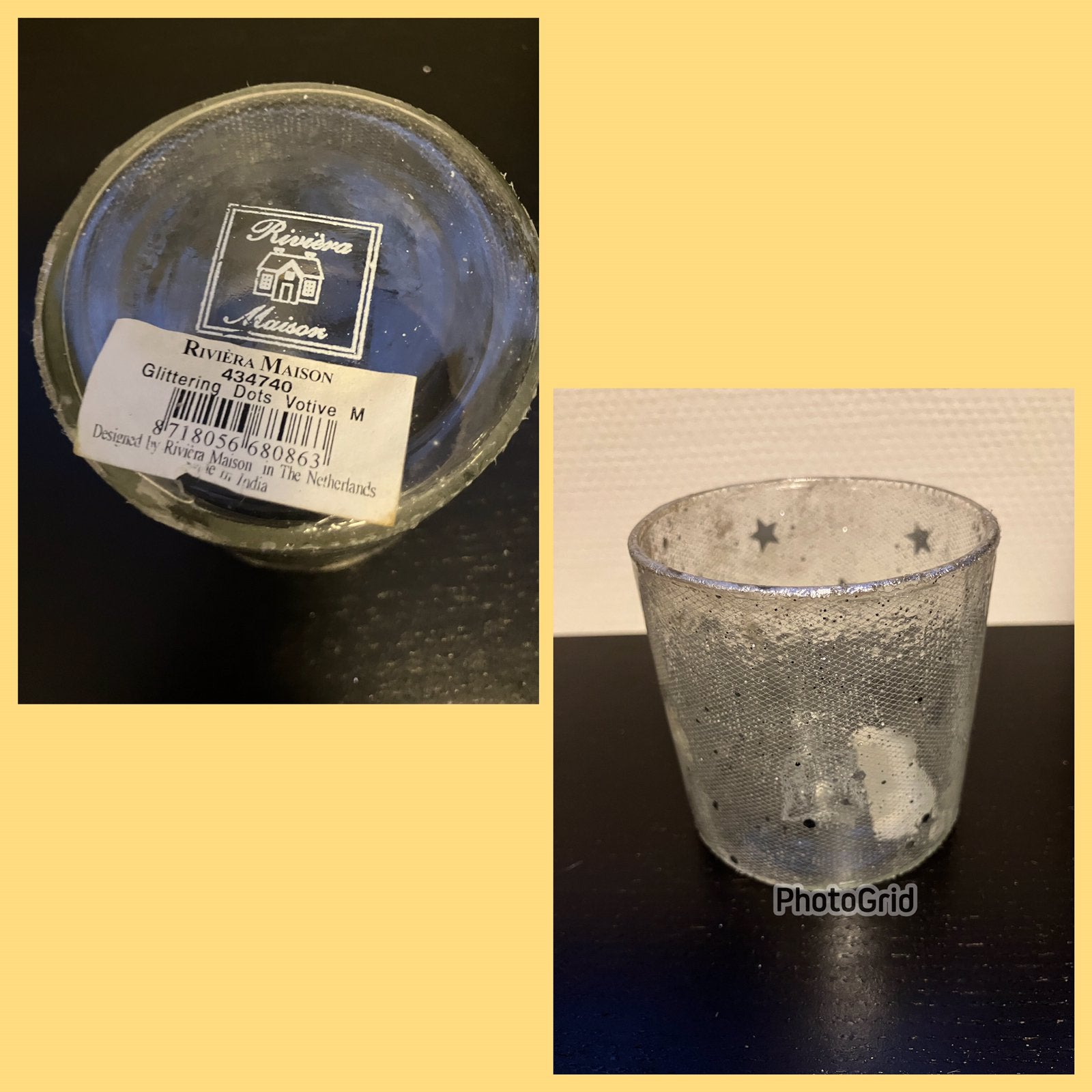 Nieuw=kleine glazen waxinelichthouder=Rivièra maison, Wit, Waxinelichthouder, Ophalen of Verzenden, Glas
