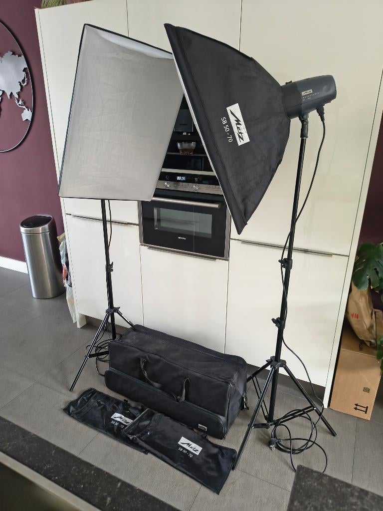 Metz Mecastudio BL-400 SB Kit oa SB50 LS-200 Statief softbox, Ophalen of Verzenden, Gebruikt, Complete fotostudio