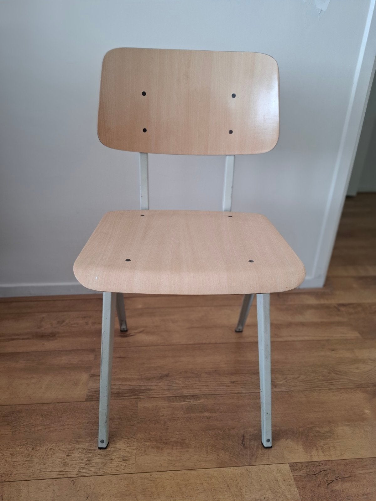Ouderwetse metalen schoolstoel, stevige kwaliteit, Ophalen of Verzenden