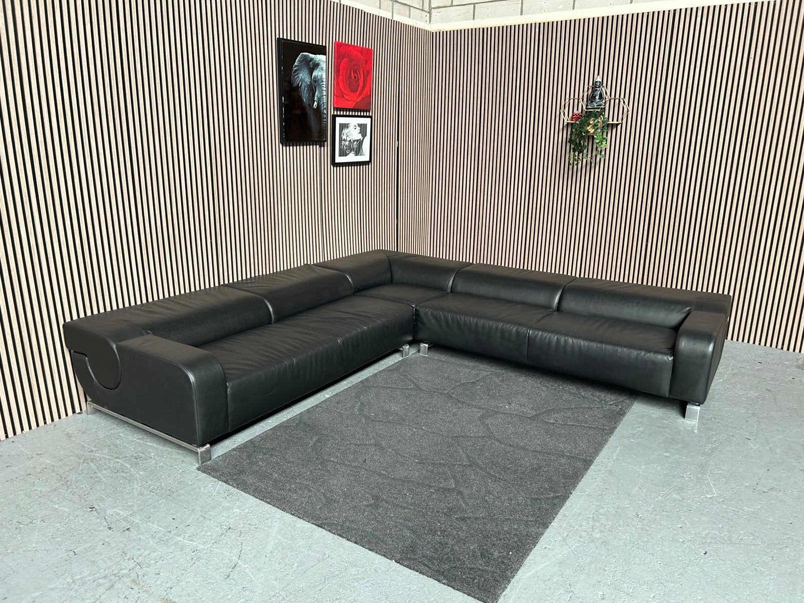GRATIS LEVERING Leolux B-Flat Hoekbank 305X305 GEREINIGD, 300 cm of meer, Leer, Ophalen of Verzenden, Zo goed als nieuw