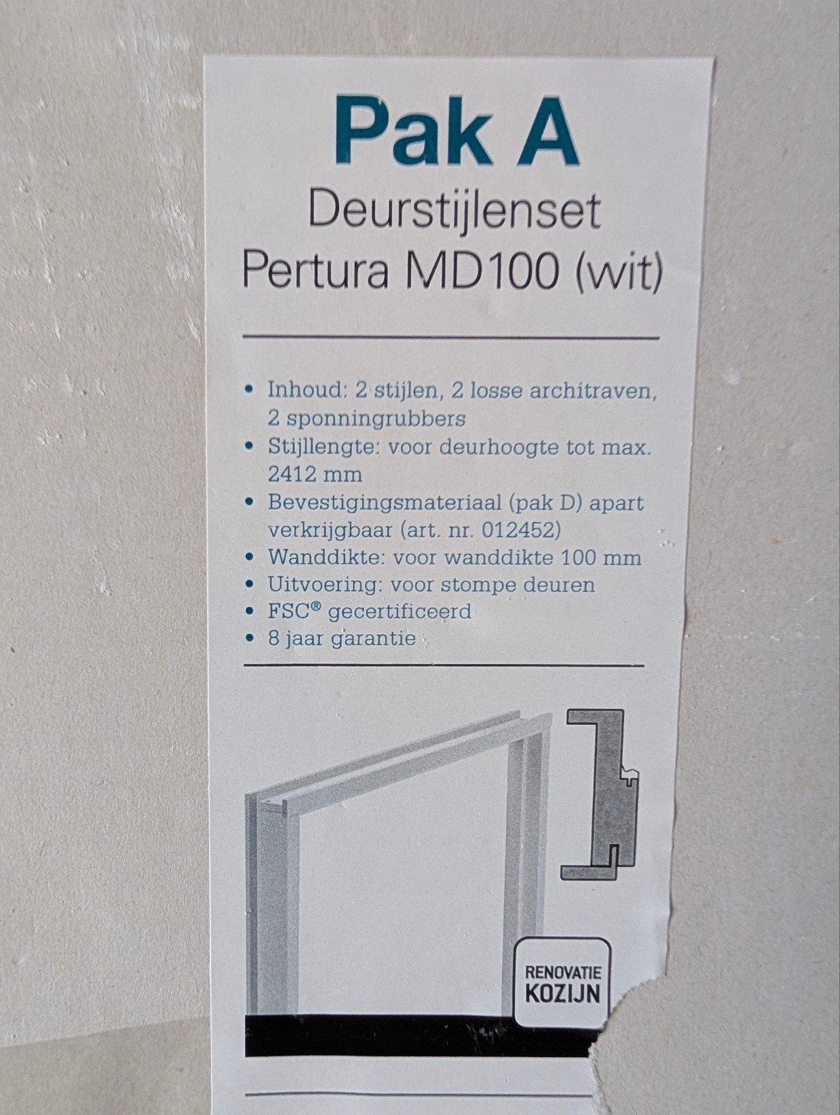 Deurstijlset Pertura MD100 wit - Hornbach Pak A, Minder dan 80 cm, 215 cm of meer, Binnendeur, Nieuw