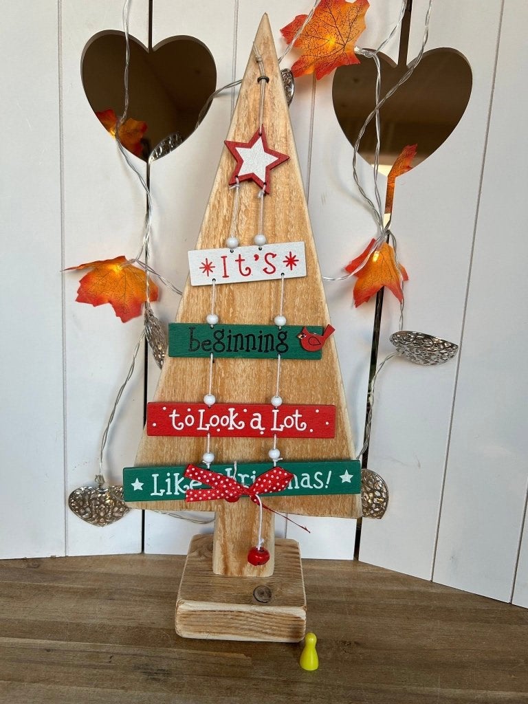 Houten kerstboom tafeldecoratie – Kerst – 45 cm, Diversen, Kerst, Ophalen of Verzenden, Zo goed als nieuw