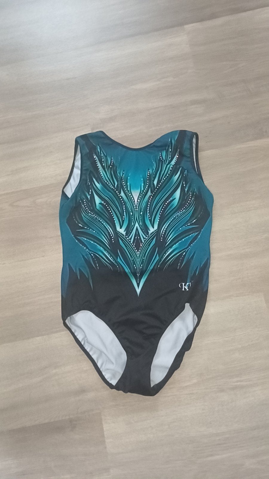 Turnpakje met blauw/groen patroon, Meerkleurig, Maat 36 t/m 42, Ophalen of Verzenden, Zo goed als nieuw
