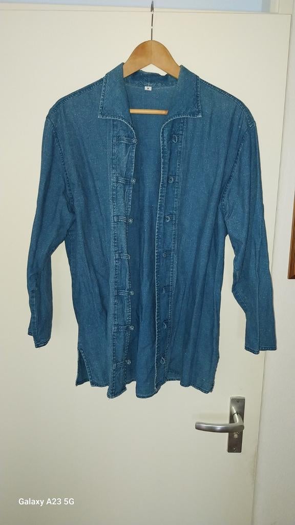 Vintage Spijkerblouse met Chinese Knoopsluiting Maat M, Maat 38/40 (M), Blauw, Ophalen of Verzenden, Onbekend
