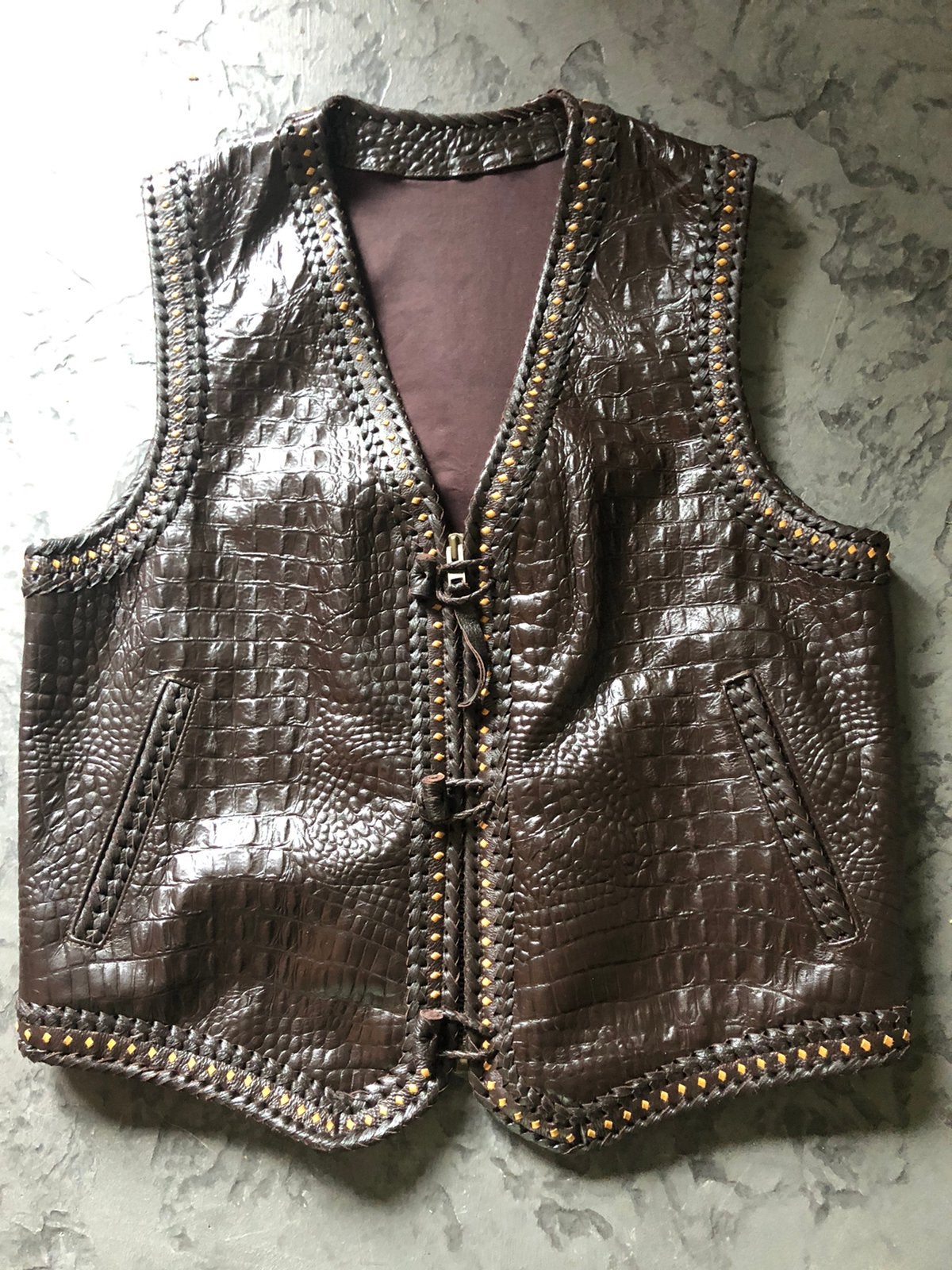 Motorvest leer in  brown croc relief XXL nieuw, Ophalen of Verzenden, Nieuw zonder kaartje, Heren, Overige typen