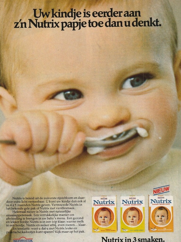 Retro reclame 1976 Nutricia Nutrix baby hapje pap, Verzenden, Overige typen