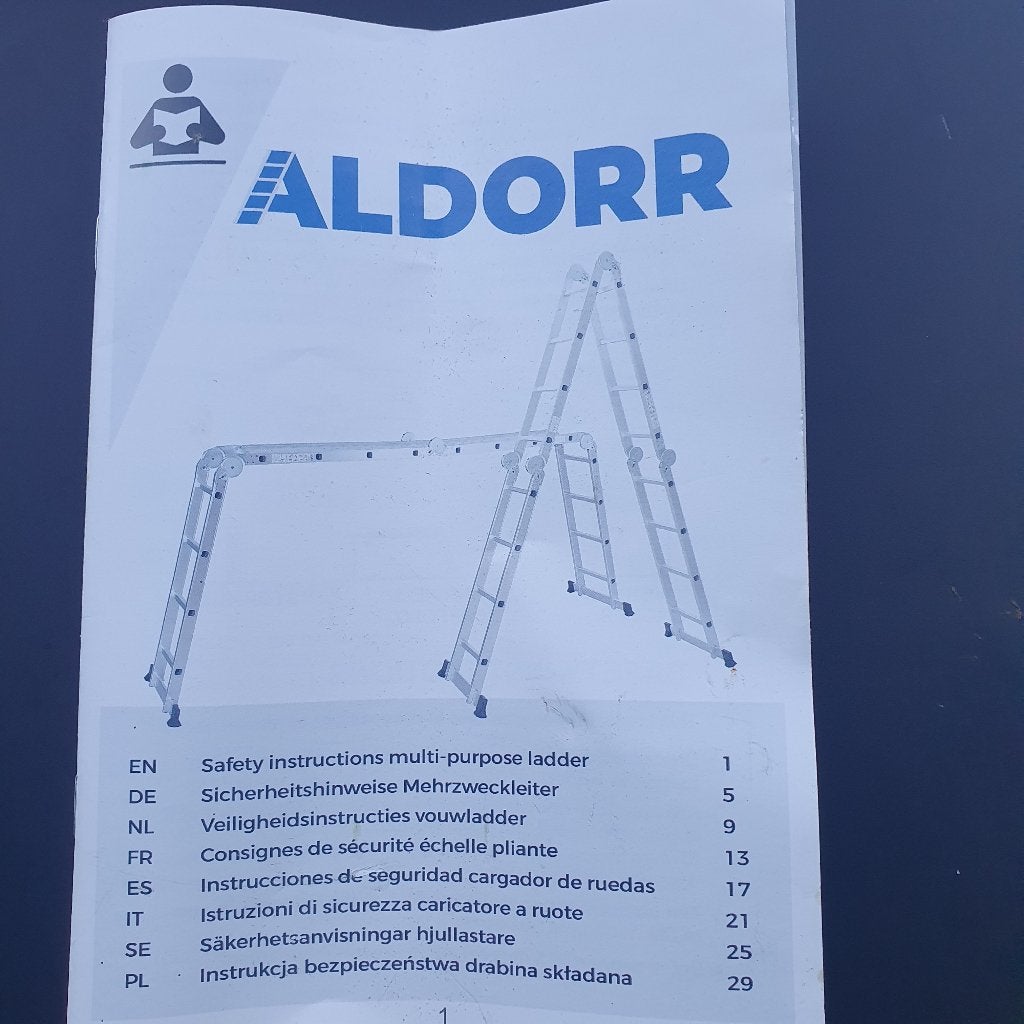 vouwladder 4x5 met platform Aldorr, Ophalen, Zo goed als nieuw, Ladder, Opvouwbaar of Inschuifbaar