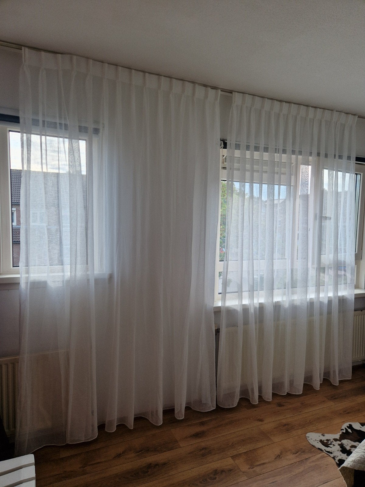 Witte vitrage gordijnen - Lichtdoorlatend, Vitrage, Wit, Ophalen of Verzenden, Zo goed als nieuw