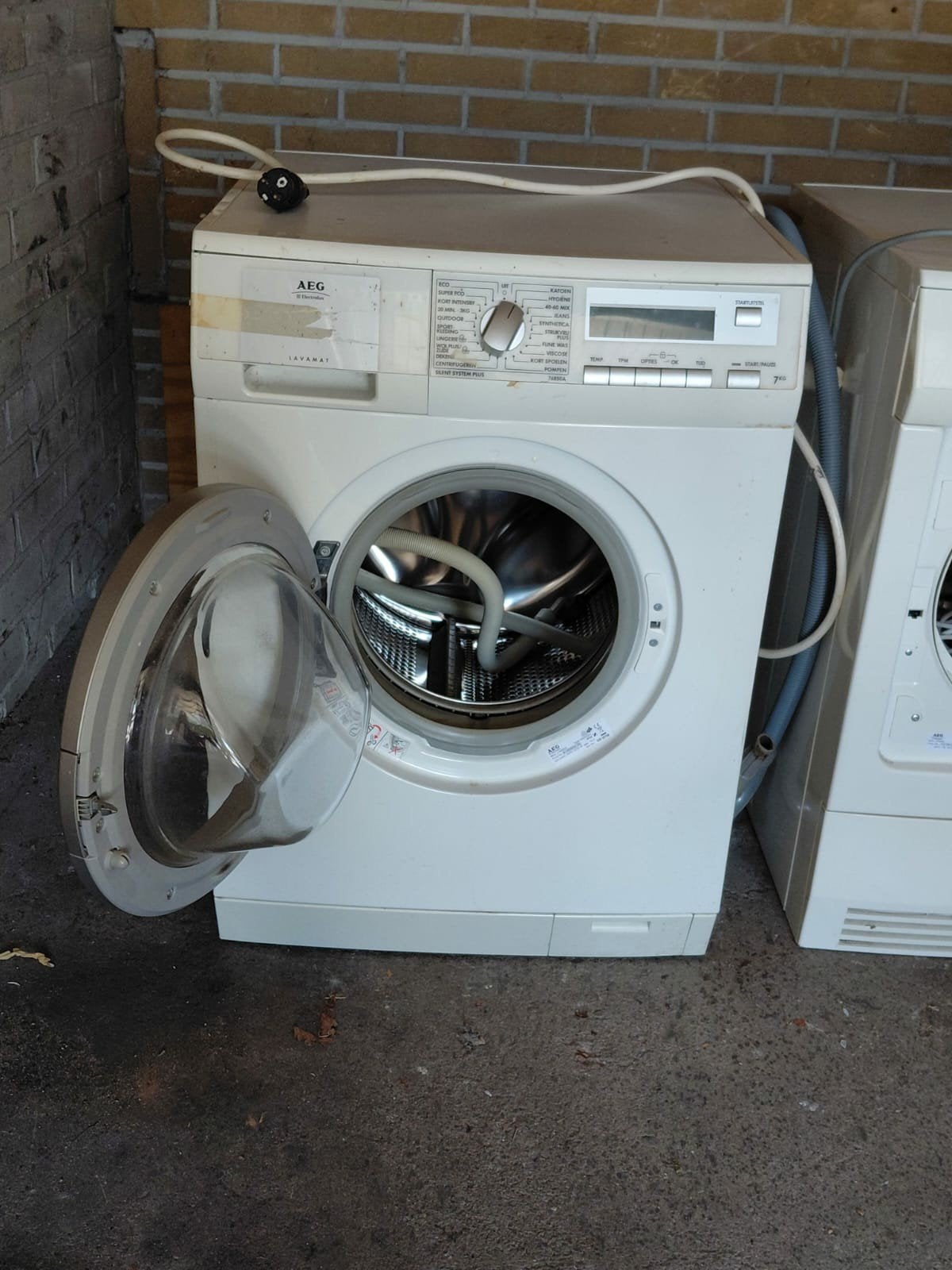 AEG Wasmachine + Droger, Ophalen, 85 tot 90 cm