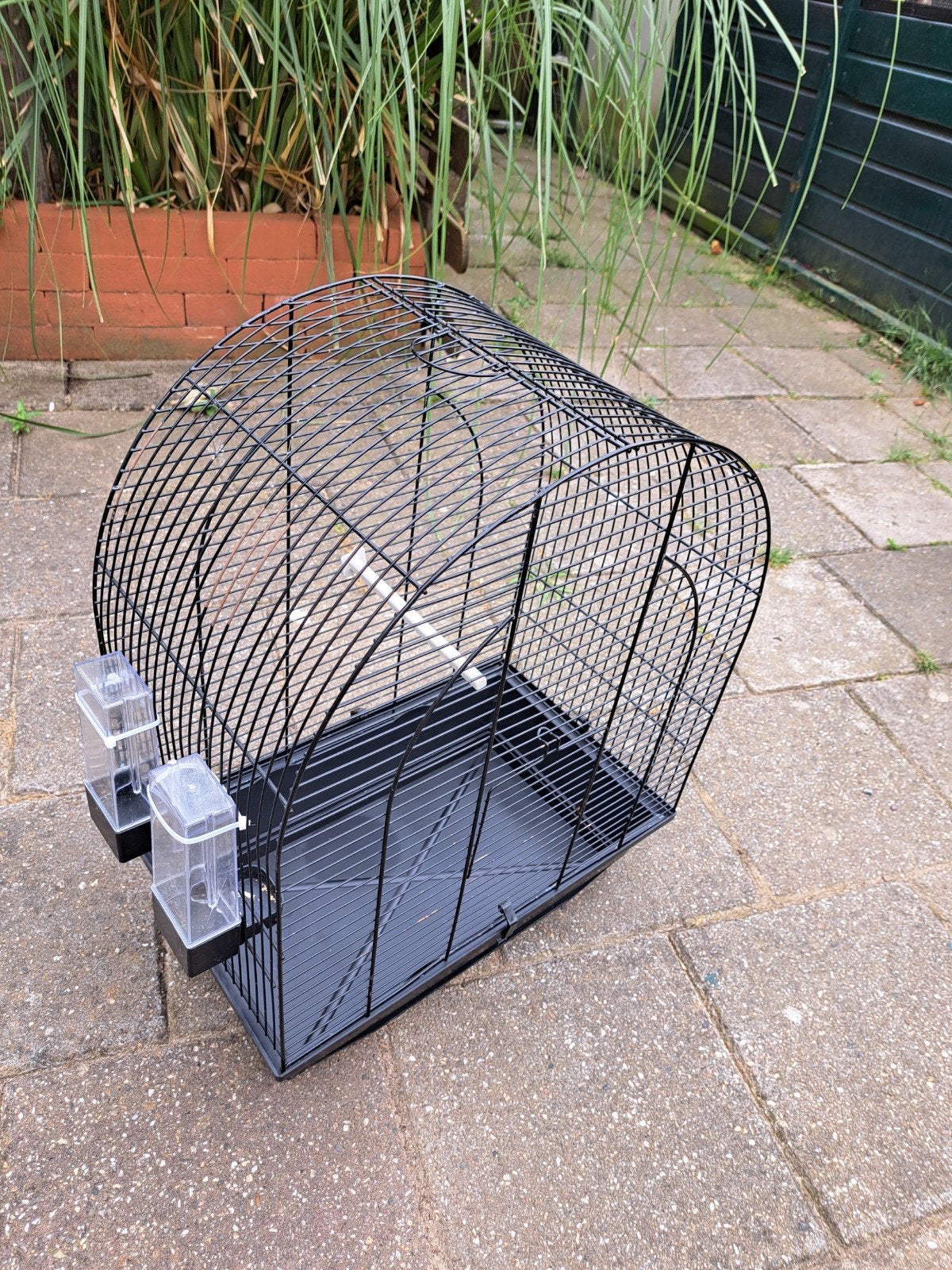Kleine vogelkooi met 2 bakjes, Ophalen, Gebruikt, Metaal, Vogelkooi