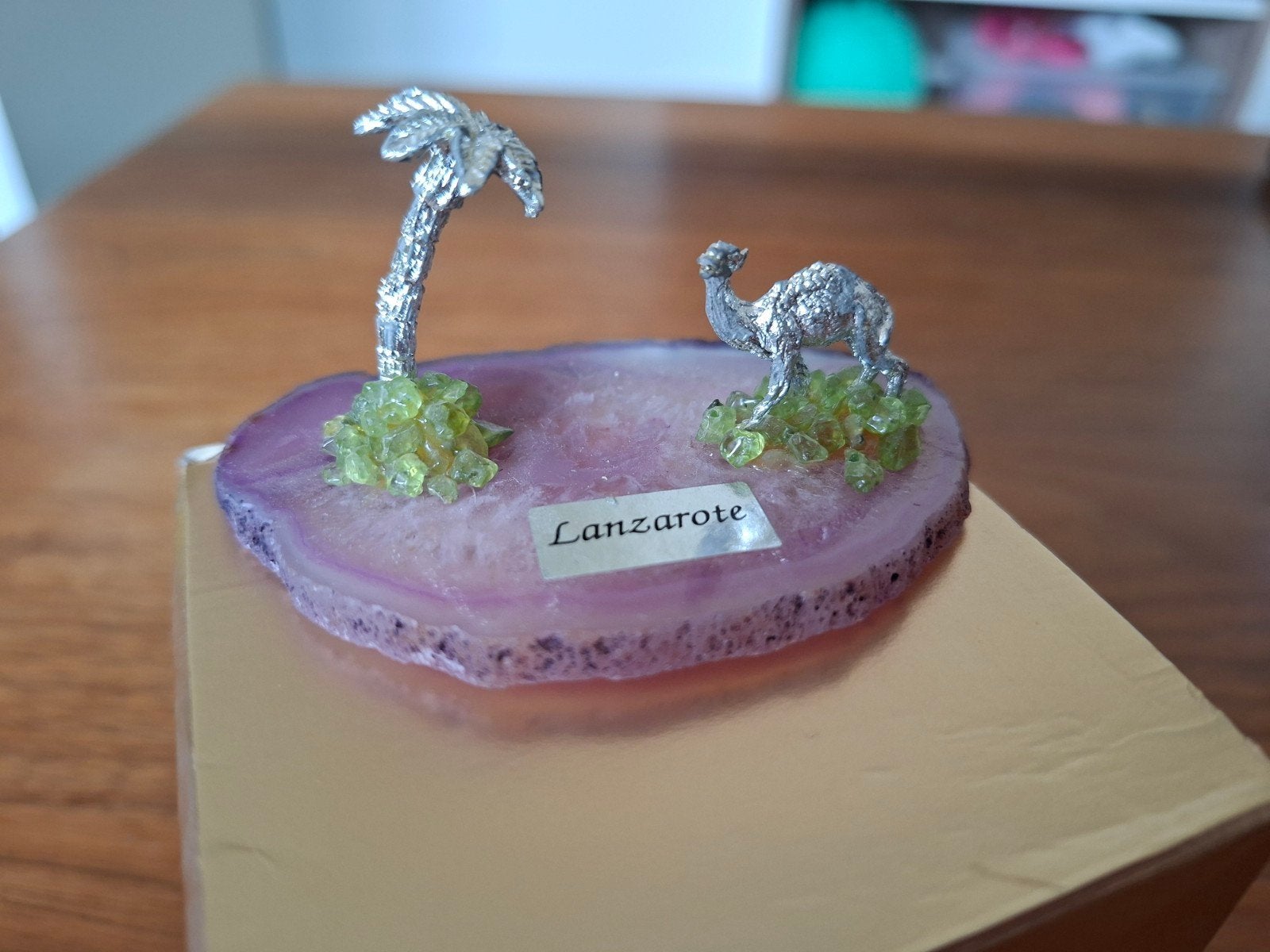 Decoratie Lanzarote souvenir palmboom en kameel, Overige stijlen, Ophalen of Verzenden, Zo goed als nieuw, Metaal
