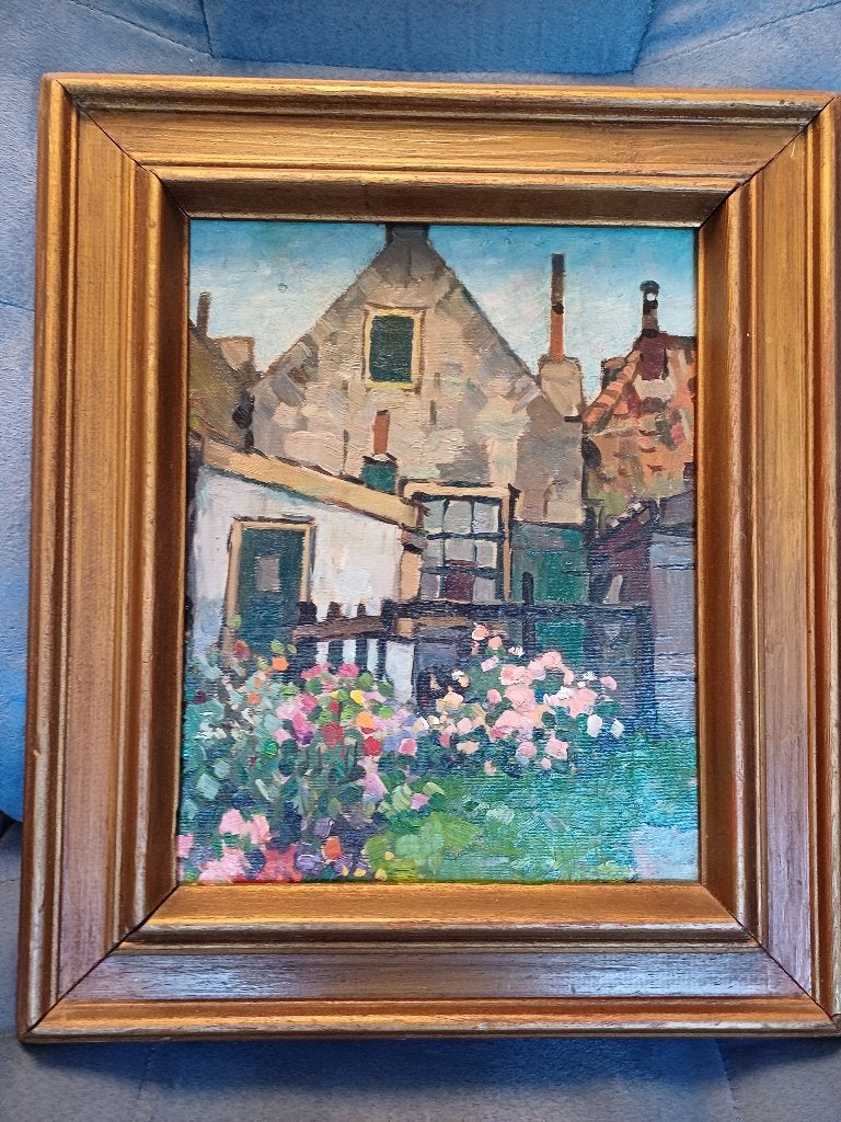 Fleurig olieverfschilderij met bloeiende Hortensia's, Doek, Ophalen of Verzenden, Olieverf, Klassiek