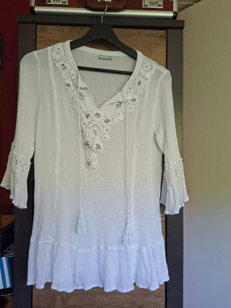 Dames blouse - maat S - wit, Maat 38/40 (M), Laura Torelli Classic, Wit, Ophalen of Verzenden
