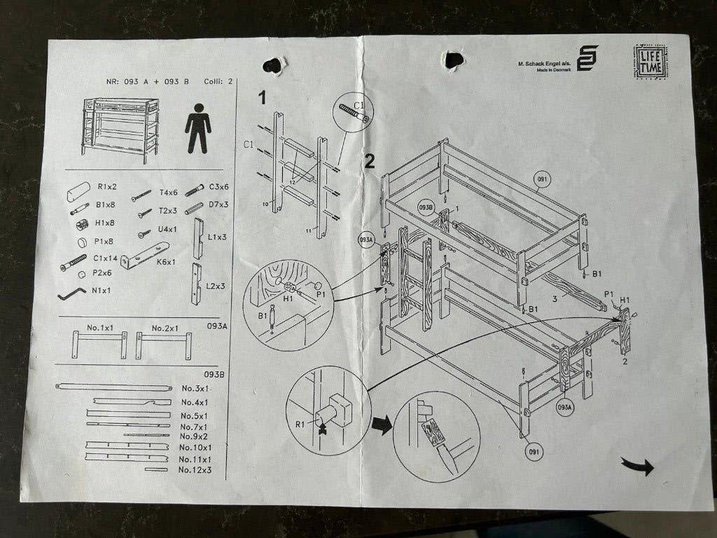Life Time stapelbed/ half hoogslaper met bedlade 0.90 x 2.10, Ophalen, Gebruikt, Stapelbed