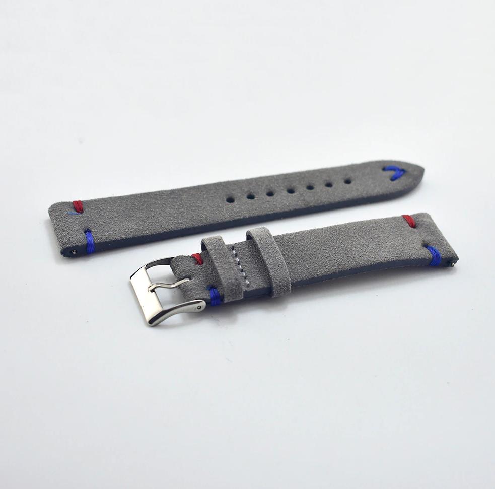 Grijze suede vintage horlogeband horloge band diverse maten, Verzenden, Nieuw
