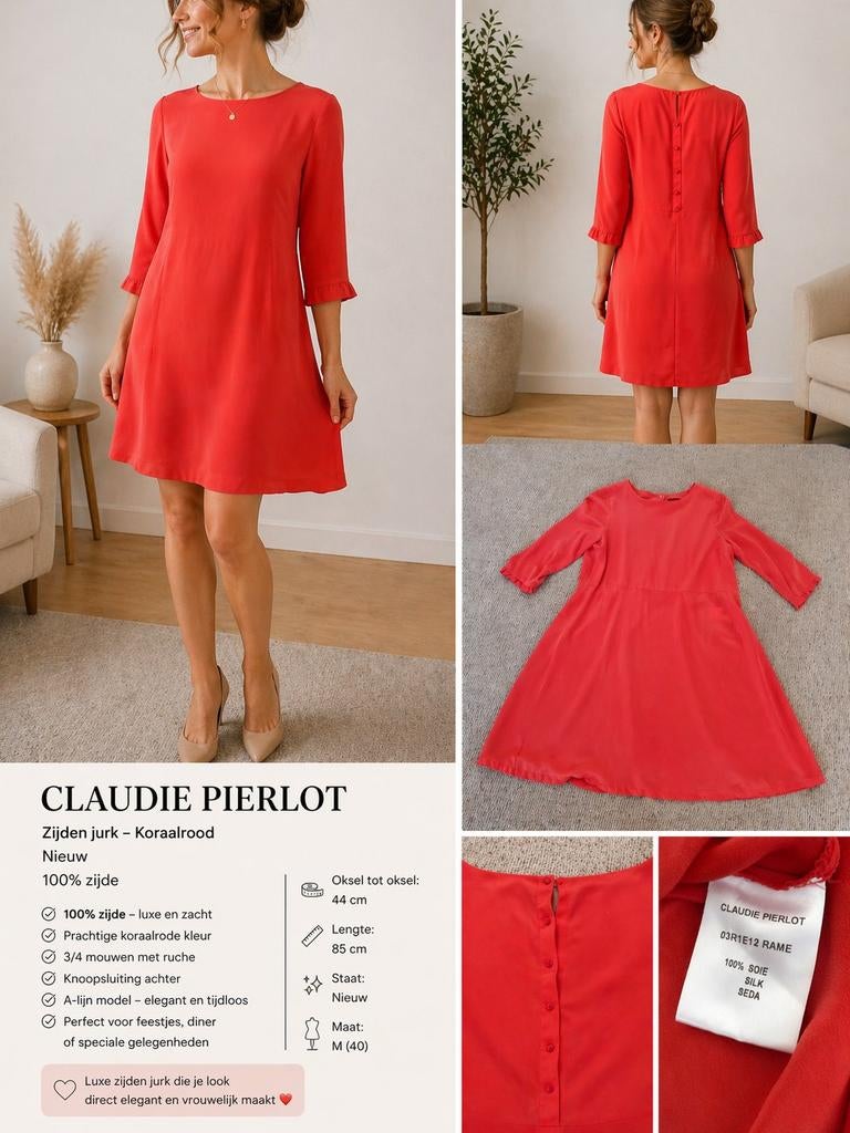 Claudie Pierlot zijden jurk nieuw – maat M, Kleding | Dames, Jurken, Maat 38/40 (M), Nieuw, Ophalen of Verzenden, Roze