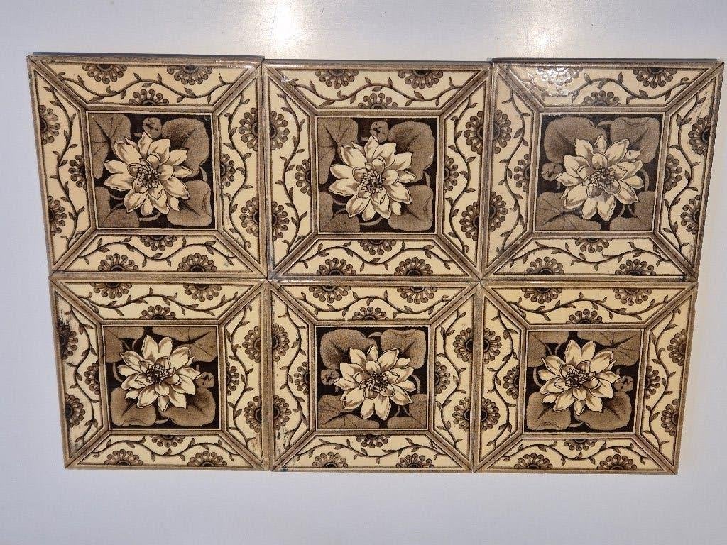 6 Antieke Victoriaanse tegels  15x15 Simpson Stoke on Trent, Antiek en Kunst, Ophalen