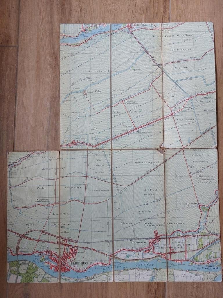 38D Stafkaart Sliedrecht Graafland Hardinxveld Bleskensgraaf, Gelezen, Ophalen of Verzenden, Landkaart, 1800 tot 2000
