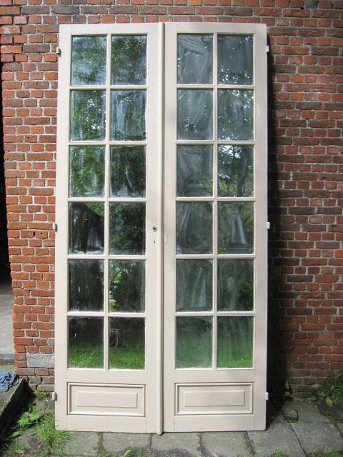 258,5hx133br Dubbele Franse eiken deuren met spiegelglas, Ophalen