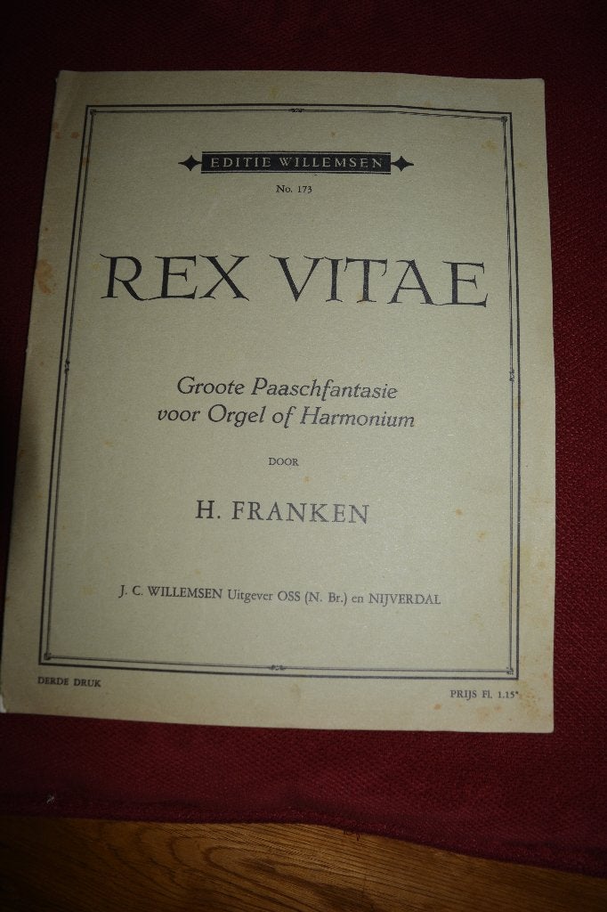 Rex Vitae, Paasfantasie voor orgel, H. Pranken Op27, Instrument, Zo goed als nieuw, Ophalen of Verzenden, H. Pranken