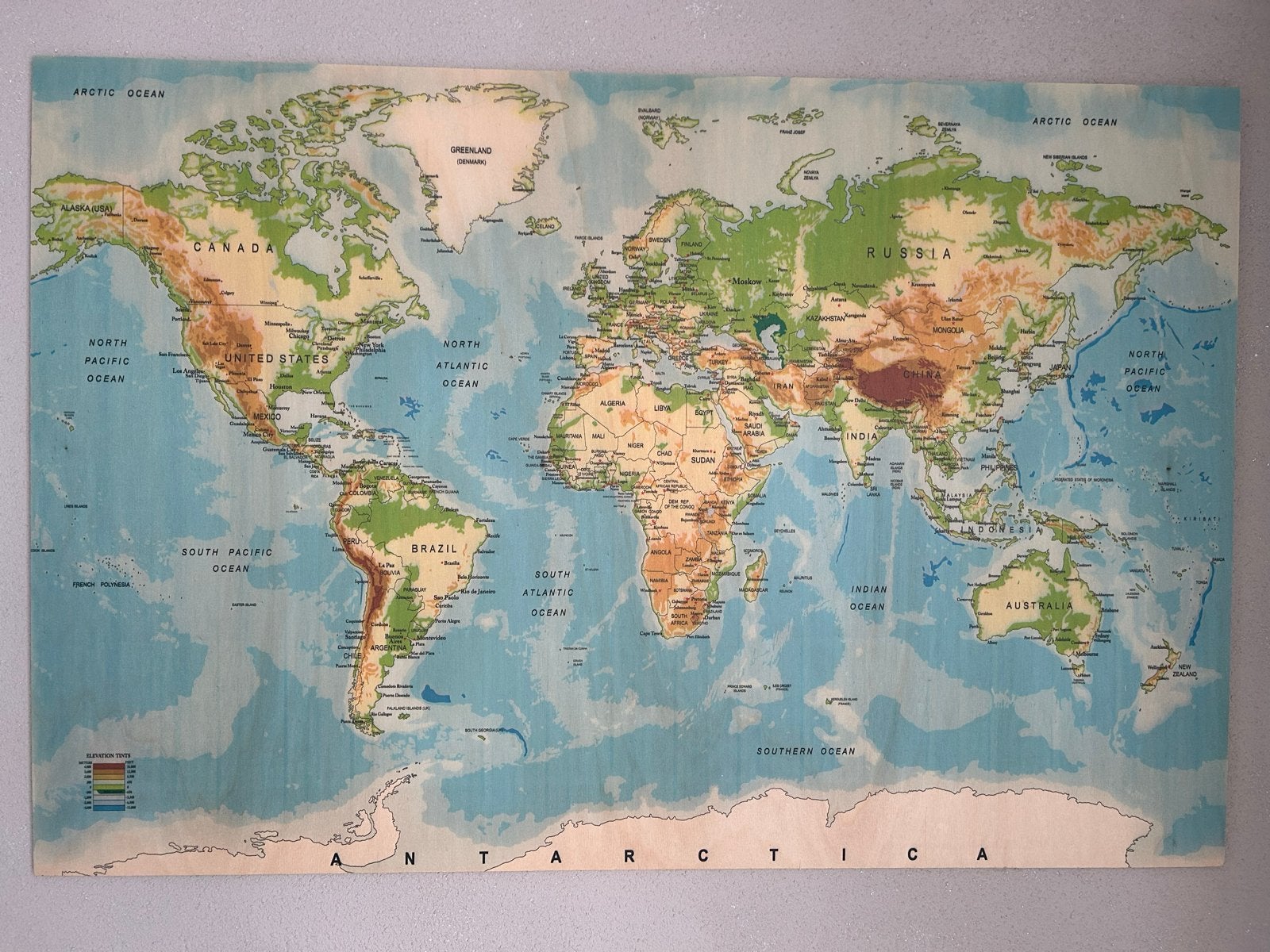 Grote Wereldkaart op Hout - Decoratieve Wandkaart, Ophalen, 2000 tot heden, Wereld, Landkaart