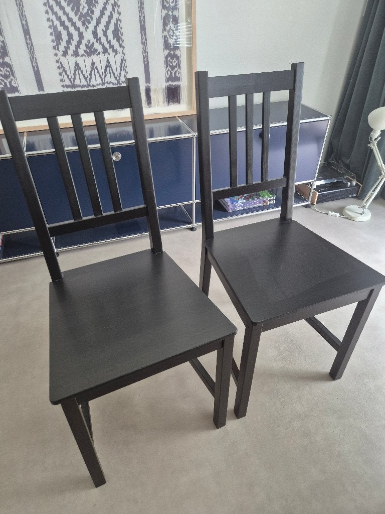 Houten IKEA stoelen zwart, Huis en Inrichting, Ophalen, Twee, Zwart, Zo goed als nieuw