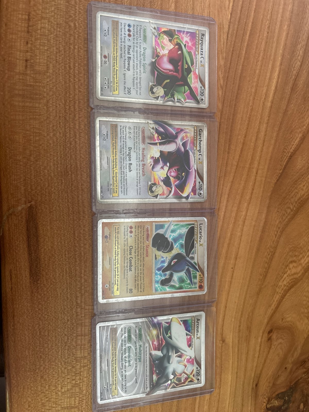 Pokémon Kaarten: Rayquaza, Garchomp, Lucario, Arceus, Ophalen of Verzenden, Gebruikt, Meerdere kaarten