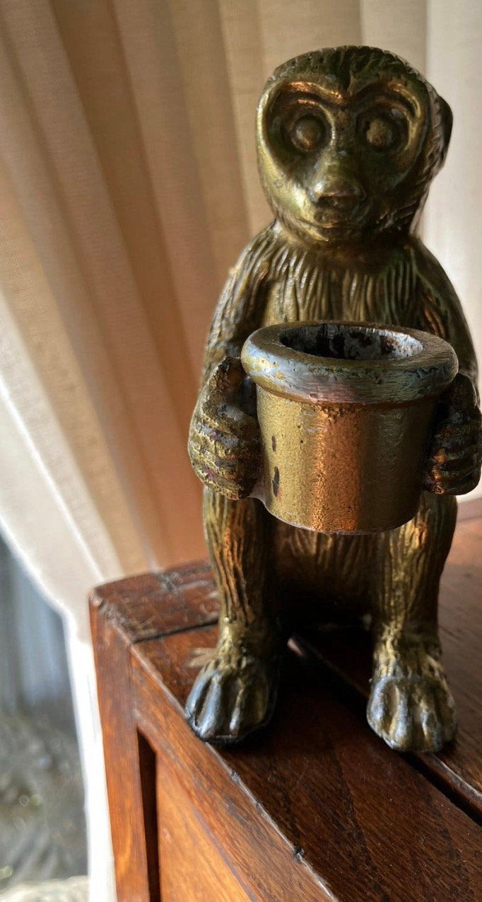 Sissy boy gouden aapje kandelaar kaarshouder, Ophalen of Verzenden