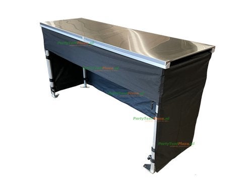 Inklapbare RVS tafel 186x58 cm – Met luxe zwarte rok, Ophalen of Verzenden, Nieuw
