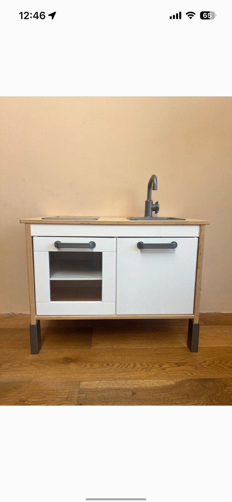 Houten speelkeuken met kookplaat en spoelbak, Ophalen of Verzenden, Zo goed als nieuw, Hout, Speelkeuken