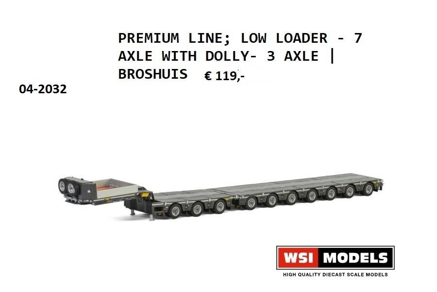 WSI premium line low loader 7 axle, Hobby en Vrije tijd, Modelauto's | 1:50, Ophalen of Verzenden, Nieuw, Bus of Vrachtwagen, Wsi