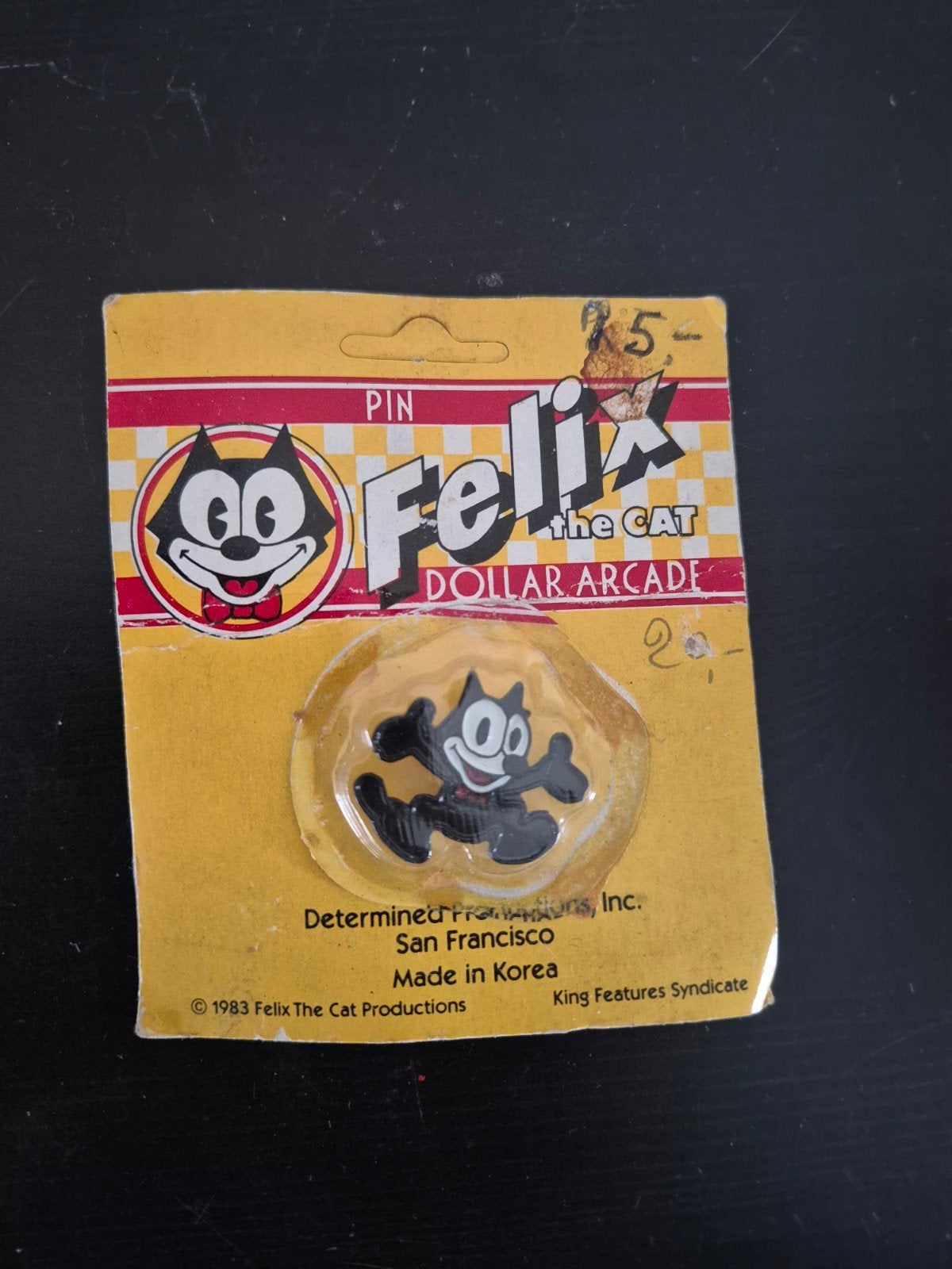 Vintage Felix the Cat Pin - Dollar Arcade San Francisco, Verzamelen, Ophalen of Verzenden, Nieuw, Figuurtje, Speldje of Pin