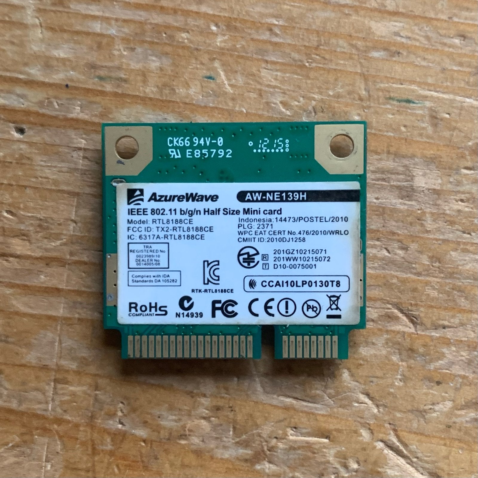 AzureWave AW-NE139H WiFi-kaart (RTL8188CE), Ophalen of Verzenden, Refurbished, Intern