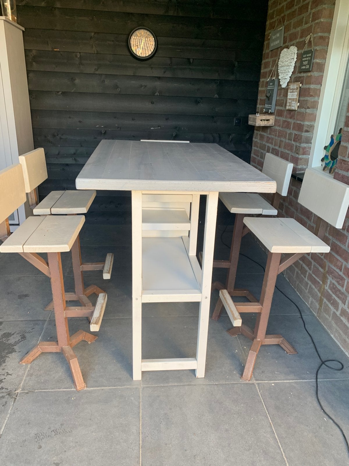 Bar met 5 stoelen, Tuin en Terras, Tuinsets en Loungesets, Ophalen, 5 zitplaatsen, Gebruikt, Tuinset