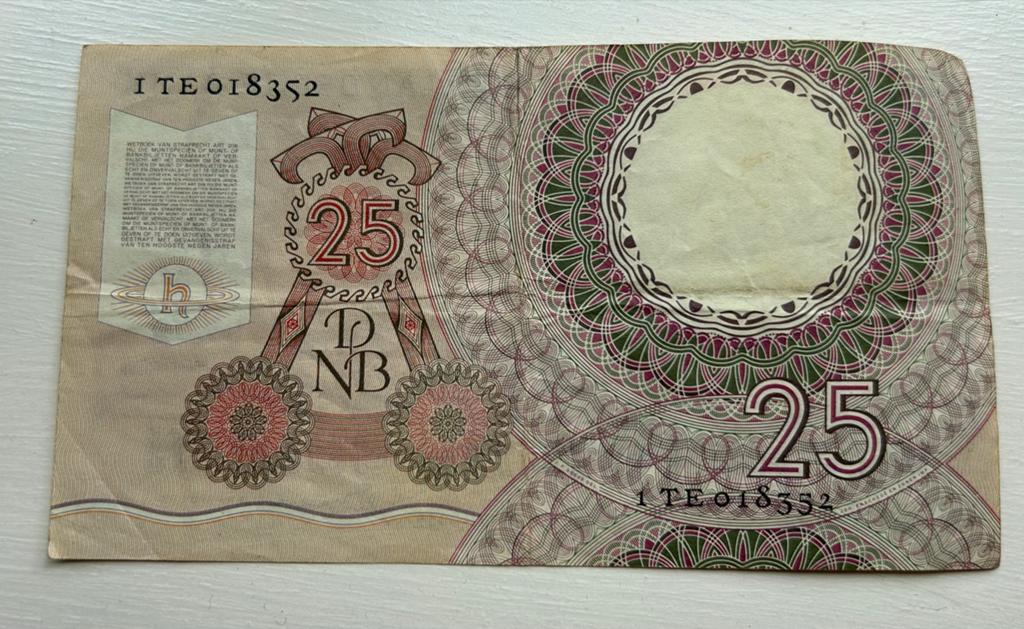 25 Gulden Biljet 1955 - Huygens, Ophalen of Verzenden, 25 gulden, Los biljet