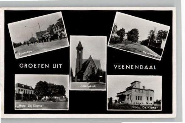 Veenendaal 4 mooi gelopen Groet kaarten jaren 50, Ophalen of Verzenden, 1940 tot 1960, Gelopen, Utrecht